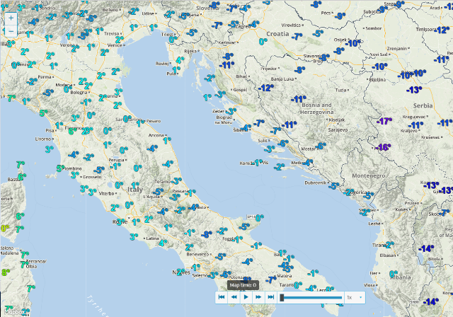 Adriatic temperatures for 05/01/17